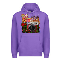 Purple Christmas Santa Vintage Camera Premium Hoodie - FaDigitalArtStudio