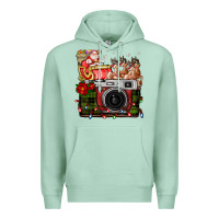 Seafoam Christmas Santa Vintage Camera Premium Hoodie - FaDigitalArtStudio