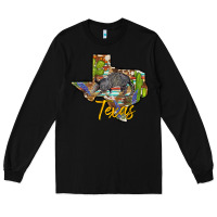 Black texas map armadillo Long Sleeve Tee - BarkalooDesign
