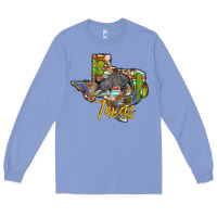 Colony Blue texas map armadillo Long Sleeve Tee - BarkalooDesign