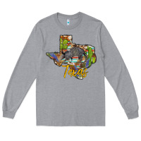 Heather Grey texas map armadillo Long Sleeve Tee - BarkalooDesign