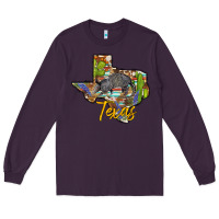 Plum texas map armadillo Long Sleeve Tee - BarkalooDesign