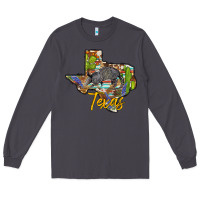 Smoke texas map armadillo Long Sleeve Tee - BarkalooDesign