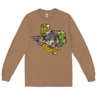 Toasted Coconut texas map armadillo Long Sleeve Tee - BarkalooDesign