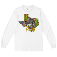 White texas map armadillo Long Sleeve Tee - BarkalooDesign