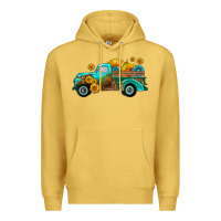 Antique Gold farm truck with sunflower Premium Hoodie - HRA Design Shop