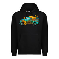 Black farm truck with sunflower Premium Hoodie - HRA Design Shop