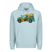 Blue Mist farm truck with sunflower Premium Hoodie - HRA Design Shop