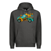 Charcoal Heather farm truck with sunflower Premium Hoodie - HRA Design Shop