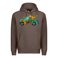 Coffee farm truck with sunflower Premium Hoodie - HRA Design Shop