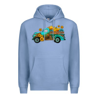 Colony Blue farm truck with sunflower Premium Hoodie - HRA Design Shop