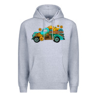 Heather Grey farm truck with sunflower Premium Hoodie - HRA Design Shop