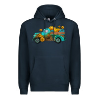 Navy farm truck with sunflower Premium Hoodie - HRA Design Shop