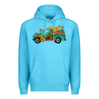 Ocean Blue farm truck with sunflower Premium Hoodie - HRA Design Shop