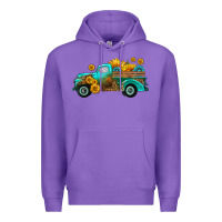 Purple farm truck with sunflower Premium Hoodie - HRA Design Shop