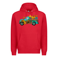 Red farm truck with sunflower Premium Hoodie - HRA Design Shop