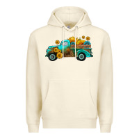 Sandshell farm truck with sunflower Premium Hoodie - HRA Design Shop