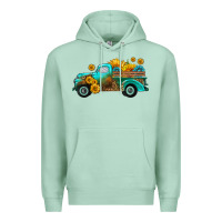 Seafoam farm truck with sunflower Premium Hoodie - HRA Design Shop