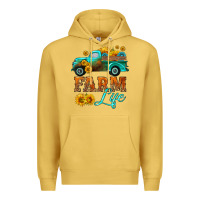 Antique Gold farm truck  farm life with sunflower Premium Hoodie - HRA Design Shop