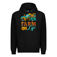 Black farm truck  farm life with sunflower Premium Hoodie - HRA Design Shop