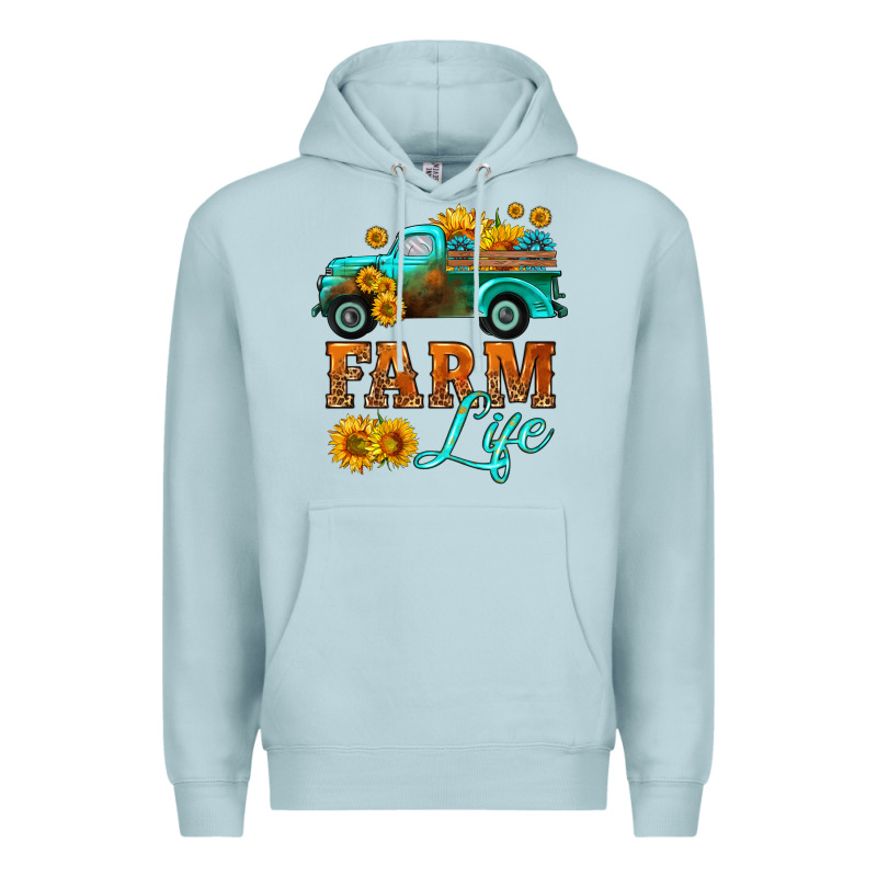 Farm Truck  Farm Life With Sunflower Premium Hoodie by HRA Design Shop | Teevron