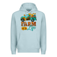 Blue Mist farm truck  farm life with sunflower Premium Hoodie - HRA Design Shop
