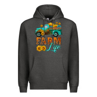 Charcoal Heather farm truck  farm life with sunflower Premium Hoodie - HRA Design Shop