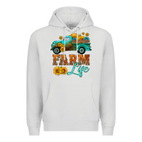 Dove Grey farm truck  farm life with sunflower Premium Hoodie - HRA Design Shop