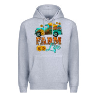 Heather Grey farm truck  farm life with sunflower Premium Hoodie - HRA Design Shop