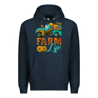 Navy farm truck  farm life with sunflower Premium Hoodie - HRA Design Shop