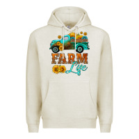 Oatmeal Heather farm truck  farm life with sunflower Premium Hoodie - HRA Design Shop