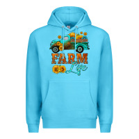 Ocean Blue farm truck  farm life with sunflower Premium Hoodie - HRA Design Shop