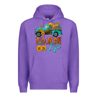 Purple farm truck  farm life with sunflower Premium Hoodie - HRA Design Shop