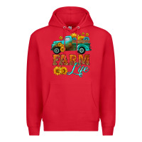 Red farm truck  farm life with sunflower Premium Hoodie - HRA Design Shop