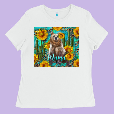Mama Bear With Sunflowers And Cactus Ladies Tee Designed By Artiststas