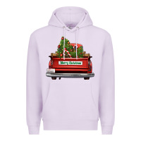 Lilac Christmas trees truck Premium Hoodie - FaDigitalArtStudio