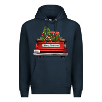 Navy Christmas trees truck Premium Hoodie - FaDigitalArtStudio