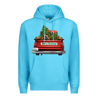 Ocean Blue Christmas trees truck Premium Hoodie - FaDigitalArtStudio