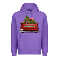 Purple Christmas trees truck Premium Hoodie - FaDigitalArtStudio