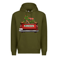 Army Green Christmas trees truck Premium Hoodie - FaDigitalArtStudio