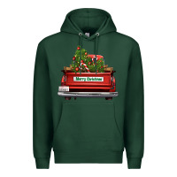 Sports Green Christmas trees truck Premium Hoodie - FaDigitalArtStudio