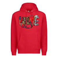Red america nurse Premium Hoodie - CowhideDigitalArt