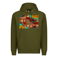 Army Green aztec and leopard background Premium Hoodie - HRA Design Shop