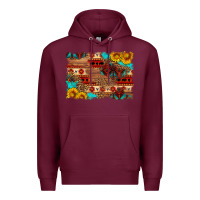 Burgundy aztec and leopard background Premium Hoodie - HRA Design Shop