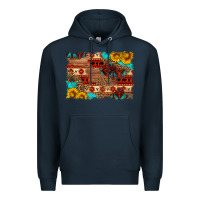 Navy aztec and leopard background Premium Hoodie - HRA Design Shop