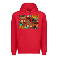 Red aztec and leopard background Premium Hoodie - HRA Design Shop