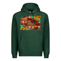 Sports Green aztec and leopard background Premium Hoodie - HRA Design Shop