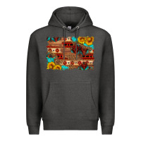 Charcoal Heather aztec and leopard background Premium Hoodie - HRA Design Shop