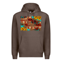 Coffee aztec and leopard background Premium Hoodie - HRA Design Shop