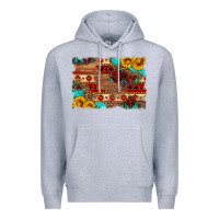 Heather Grey aztec and leopard background Premium Hoodie - HRA Design Shop